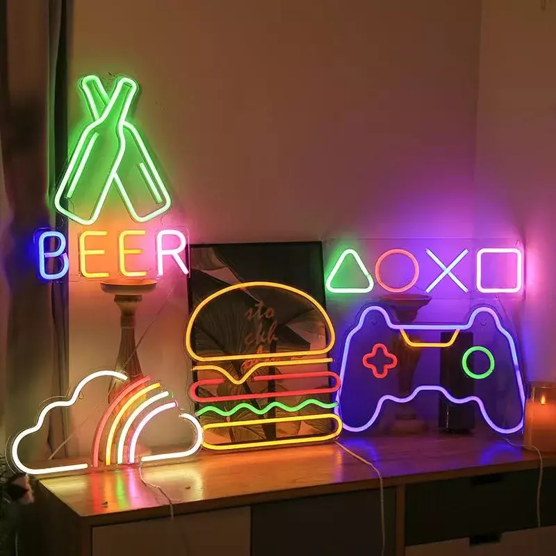 Neon Night Light para Playstation Decor, Playstation Decor, Gaming LED Lights, Teclado, Sinal de Neon para Parede, Presentes Idéias para Adolescentes