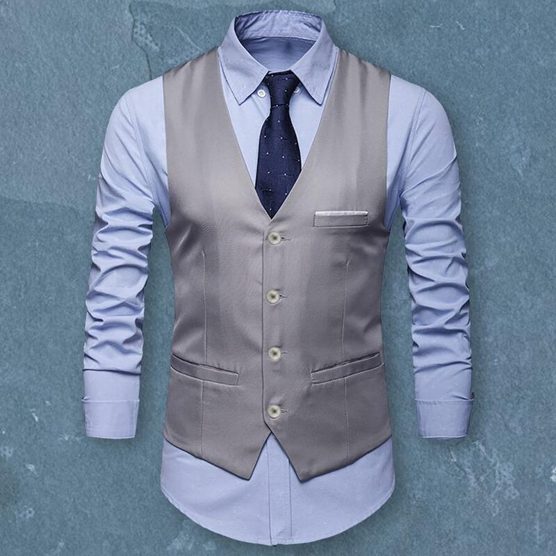 Formal Suit Vest Top Super Soft Slim Fit Male Pure Color Single Breasted Waistcoat  Suit Vest Streetwear