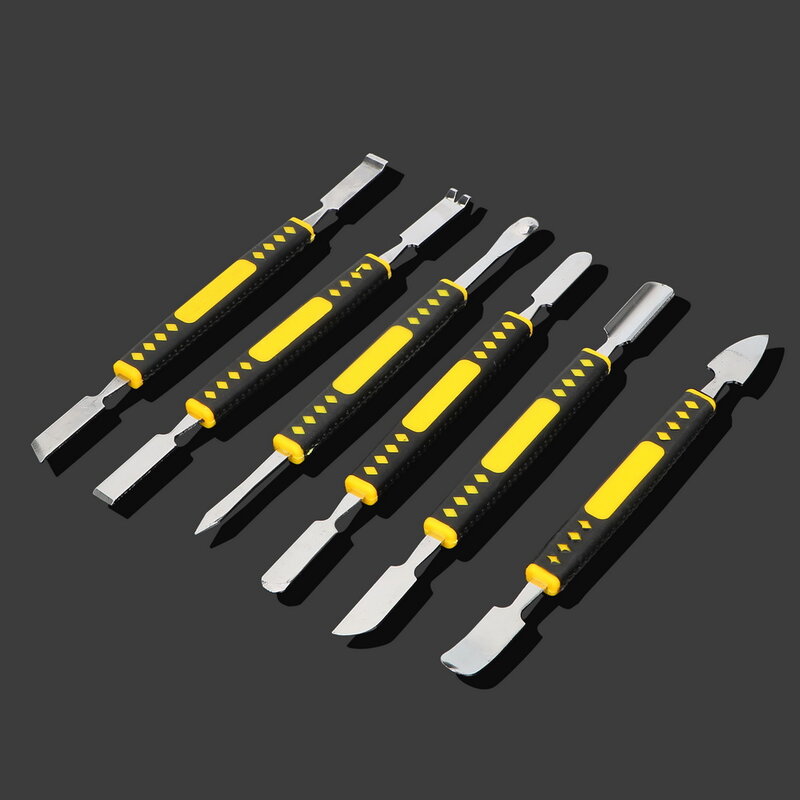 Curiosos abertura kit de ferramentas reparo cabeças duplas metal spudger para o telefone móvel notebook 6 pçs/set conjuntos ferramentas manuais pé