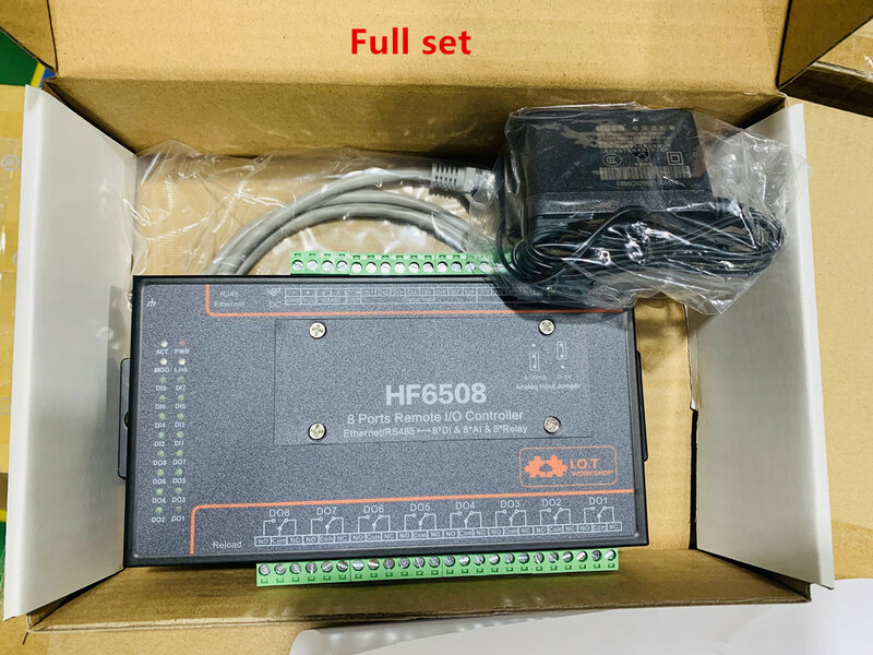 Rumah Pintar pengontrol IO industri HF6508 8 DI 8 DO 8 Way Ethernet RS485 8CH relai jarak jauh pengendali jarak jauh