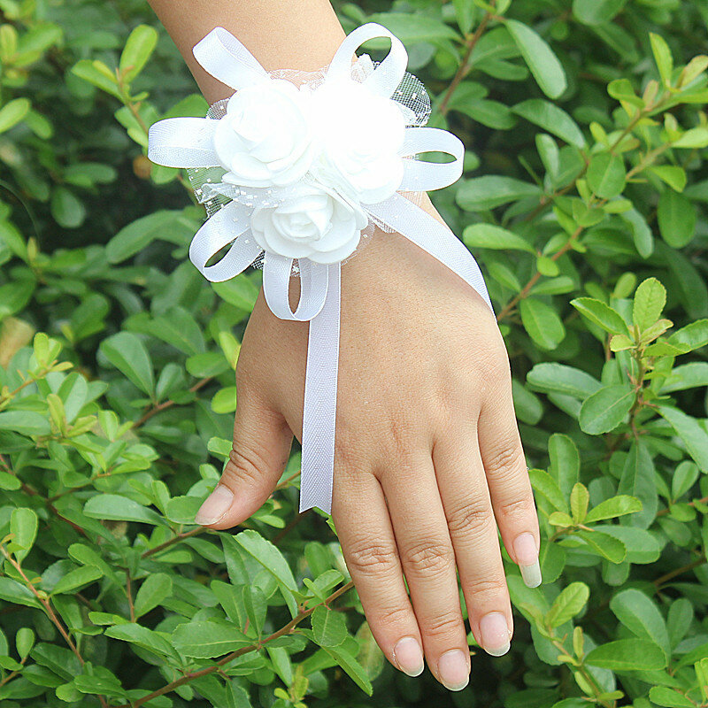 Ein Stück Dropshipping Multicolor Optional Band Blume Wrap Garn Braut Handgelenk Blume Hochzeit Handgelenk Blume