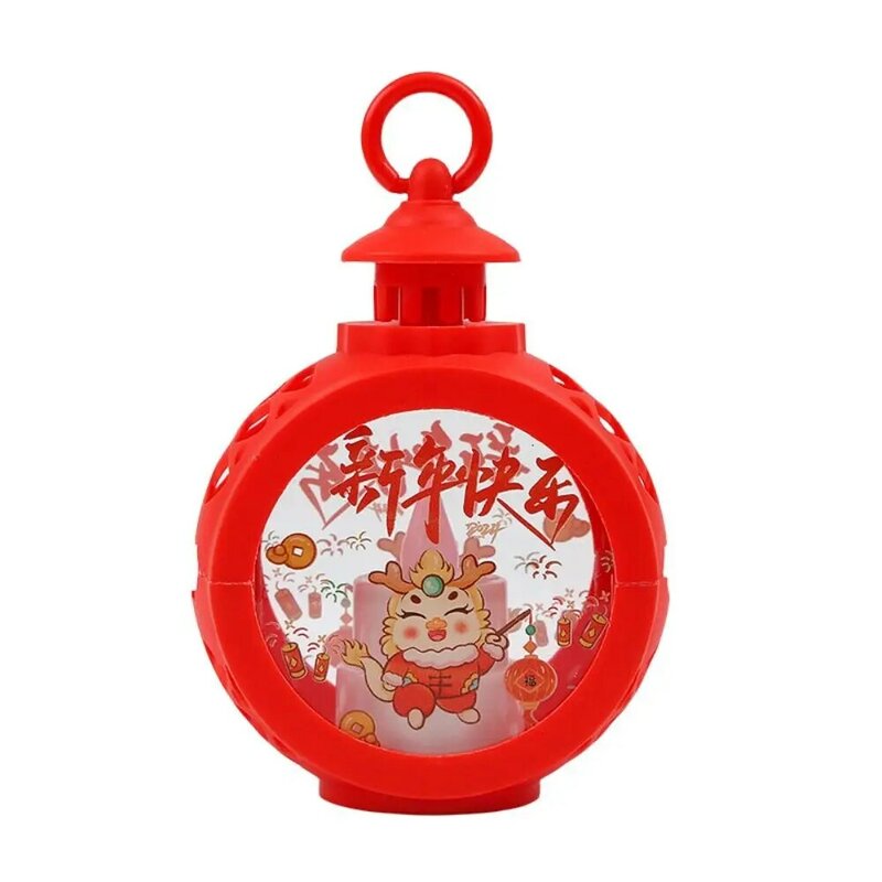 illuminated Spring Festival Wind Lantern Glowing LED New Year Portable Lantern Round Chinese New Year Desktop Decoration Lamp