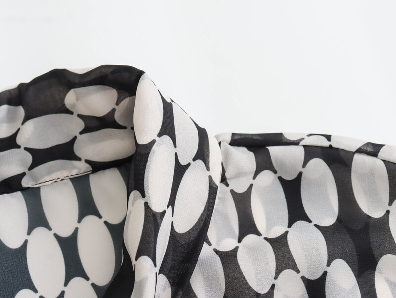 Blusas soltas com estampa vintage feminina, manga comprida, botão para cima, camisas femininas, tops chiques, nova moda, 2024