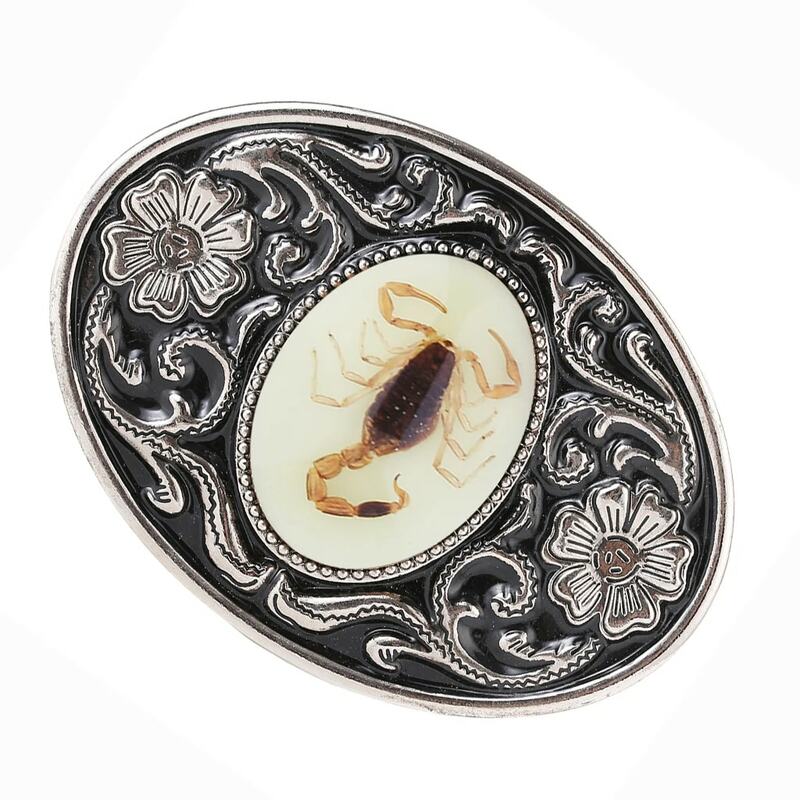 Silver alloy floral pattern animal Scorpion belt buckle jeans accessories