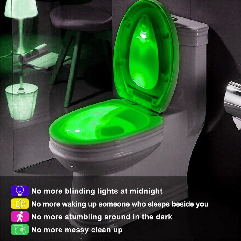 Luce notturna per wc attivata dal movimento sensore di movimento PIR luce notturna a LED luce notturna per wc da bagno aggiungi sul coperchio del water