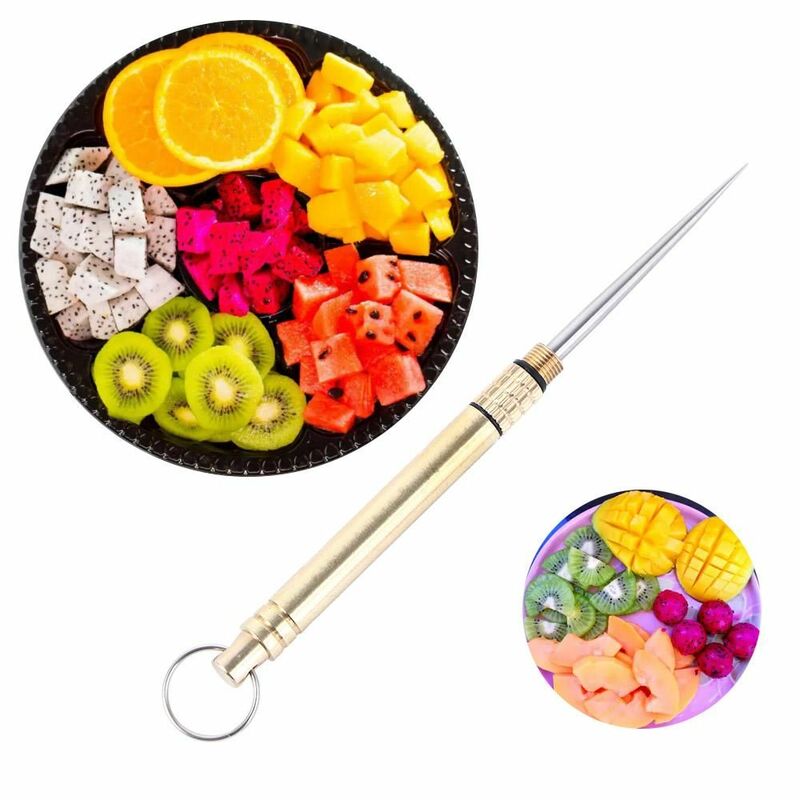 Accessoire Reizen Tandenstoker Metaal Messing Titanium, Fruit Pick Tandenstoker Buis Tandenstoker Messing Tandenstoker Fruit Vork