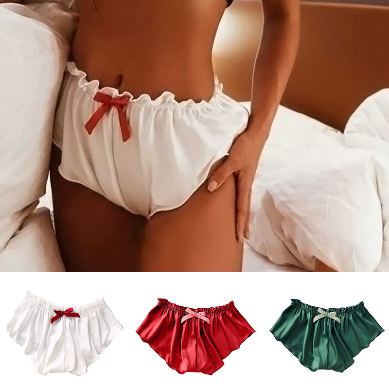 Women Sexy Satin Silk Panties Soft Smooth Breathable Comfortable Briefs Underwear Fashion Solid Color Plus Size Underpants