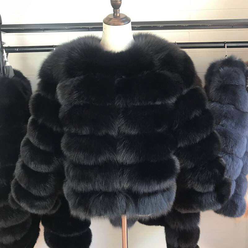 50CM Mulheres Quente Real Fox Fur Casaco Curto Magro Inverno Genuine Fur Jacket Moda Outwear Luxo Natural Fox Fur Casaco Para
