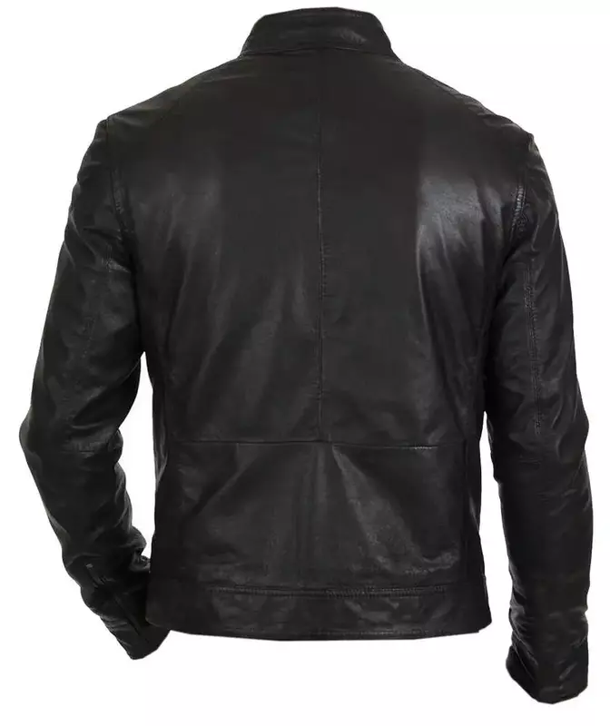 Chaqueta de piloto de cuero para hombre, chaqueta Vintage negra ajustada para motocicleta y bicicleta, tendencia de moda en Europa y América