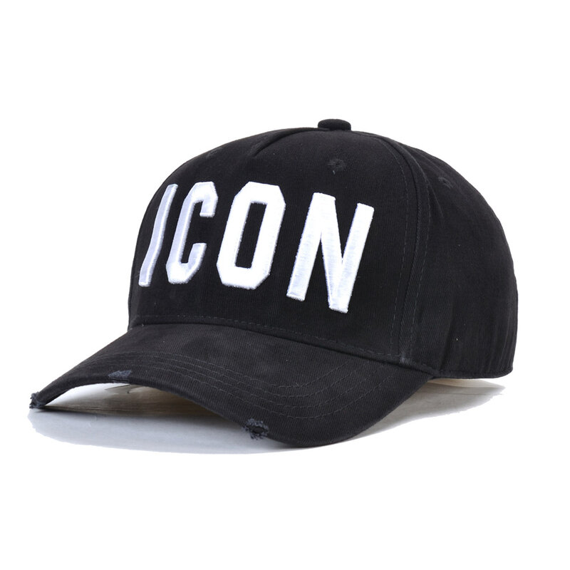 DSQICOND2-gorras de béisbol de algodón 100% para hombre y mujer, gorra de alta calidad con letras ICON, diseño de cliente, color negro