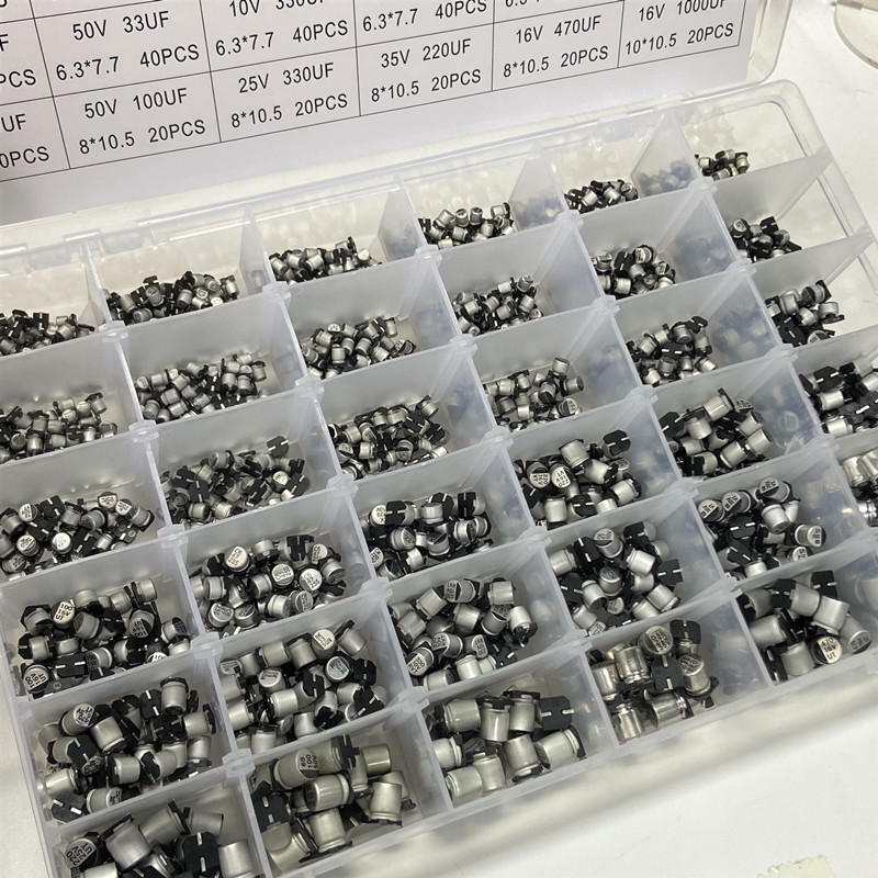 SMD 칩 알루미늄 전해 커패시터 샘플 박스, 36 값 칩, 1UF ~ 1000UF, 4V-60V, 1500 개