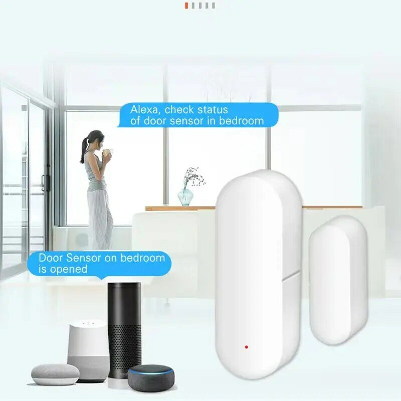 New Tuya  WiFi Door Sensor Smart Window Sensor Alarm Detector Independent Magnetic Sensor Work With Alexa Google Home