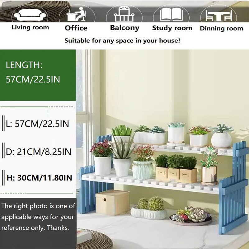 Rak penyimpanan 2 tingkat untuk dapur kamar mandi ruang tamu balkon rak putih biru portabel pagar bambu ramah lingkungan