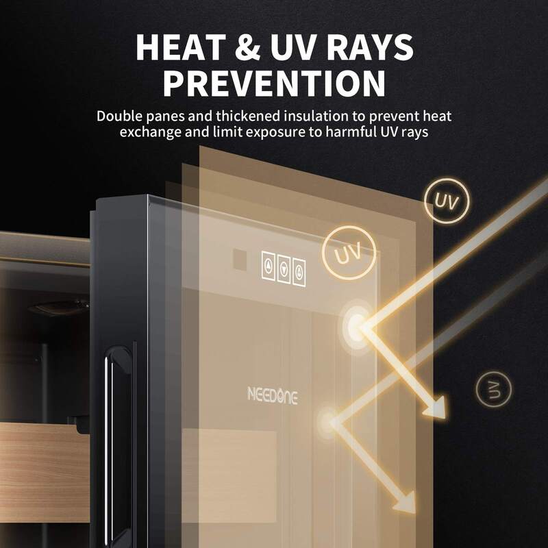 Needone 48l Sigaar Humidor Met Verwarmings-En Koeltemperatuurregelsysteem Stille Thermostatische Elektrische Koelkast