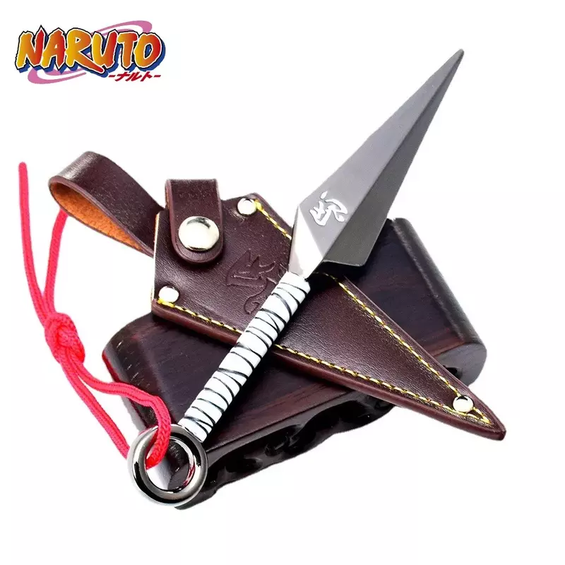 NARUTO broń Shuriken Ninja królewski japoński Spade Vere Katana miecze samuraj prawdziwa stal Anime broń breloki zabawki dla chłopca dzieci