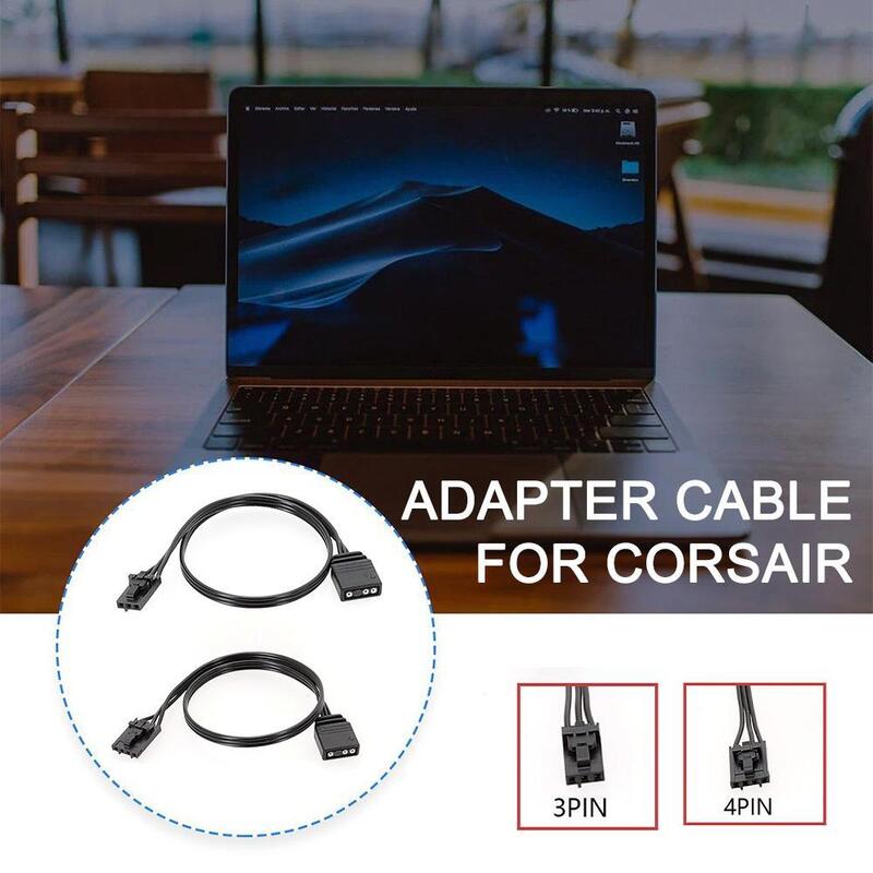 Câble adaptateur pour Corsair RGB vers standard ARGB, 4 broches, 3 broches, connecteur 7.5ate, contrôleur Sunshine, ligne QL LL120 ICUE