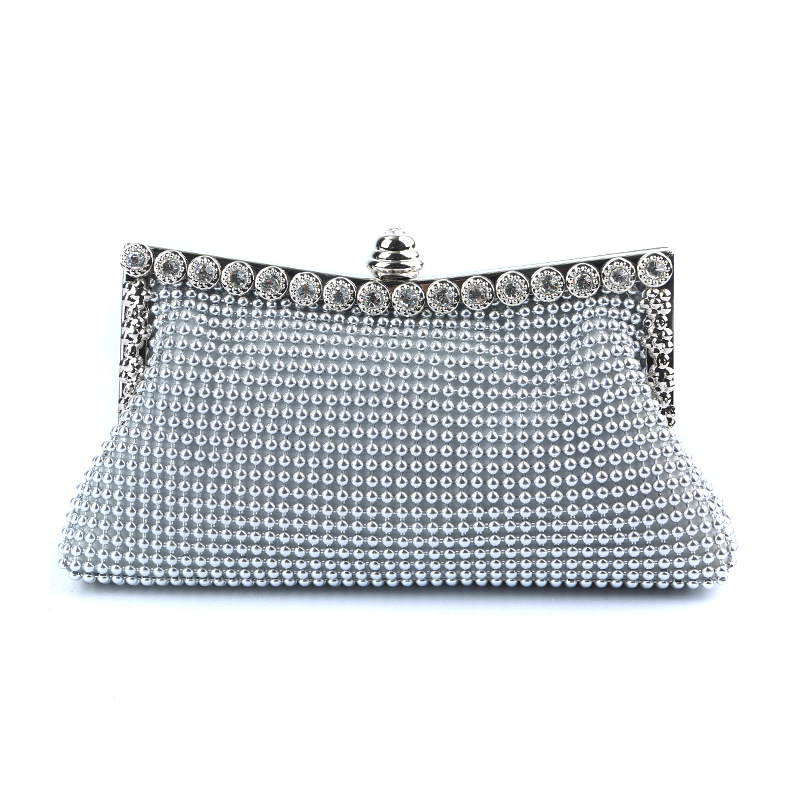 Women's Handbag Luxury Beaded Frame Bag Shiny Rhinestones Hand Bag Evening Party Minaudiere Pocket Elegant Glitter Shoulder Bag