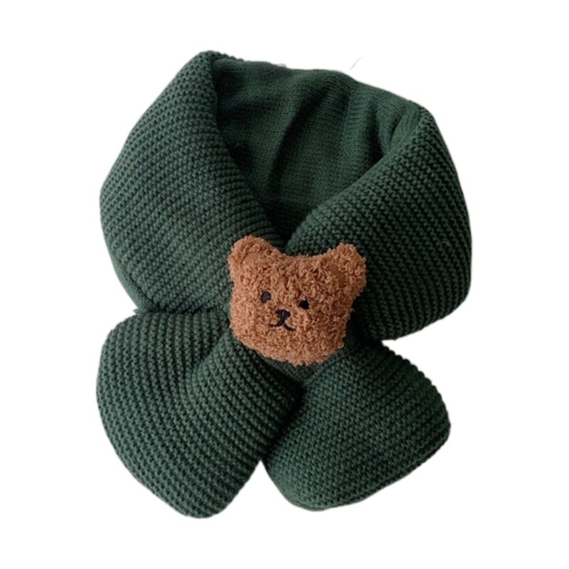 Soft Wool Scarf for Kids Boys Girls Neckerchief Traveling Scarf Thicken Neck Cover Warm Winter Scarves Bear DropShipping