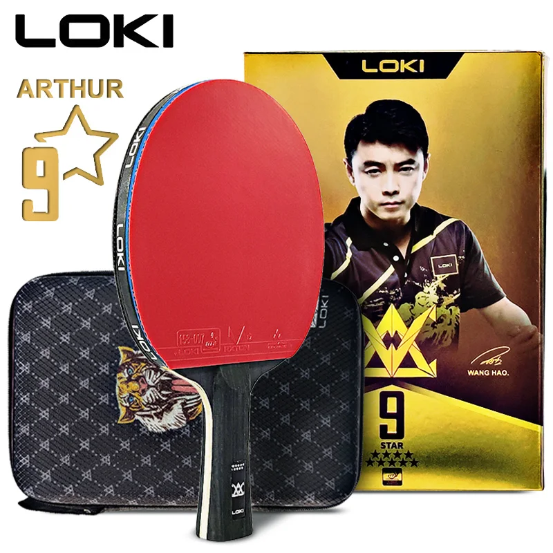 LOKI 9 Star-raqueta de tenis de mesa profesional 5 + 2, paleta de Ping Pong de carbono 6/7/8/9 Star Ultra ofensivo con gomas adhesivas
