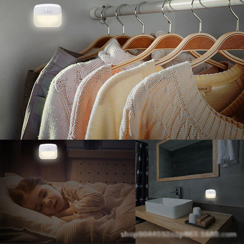 PIR Motion Sensor Human Body Sensing Light Bedroom Aisle Wardrobe Led Infrared Night Light Indoor Outdoor Stair Steps Wall Lamp