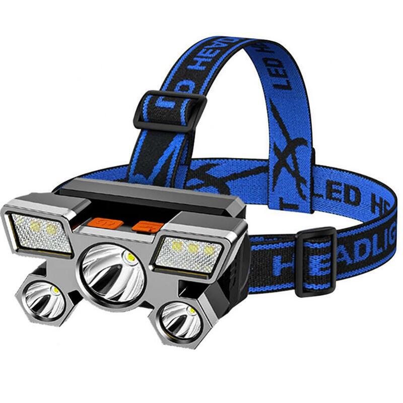 Farol recarregável USB 5LED, farol de indução, lanterna à prova d'água, luz ao ar livre com 4 modos embutidos, 350LM
