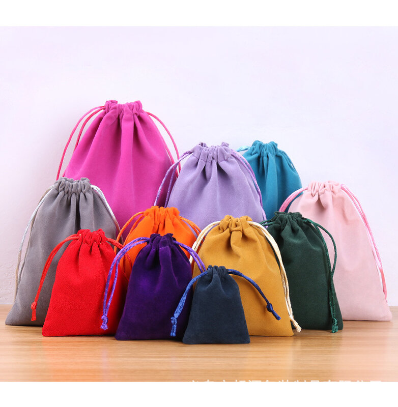 20 unids/lote 17x23Cm bolsa de embalaje de franela bolsas de terciopelo con cordón bolsas para joyería maquillaje cosmético pestañas se pueden personalizar