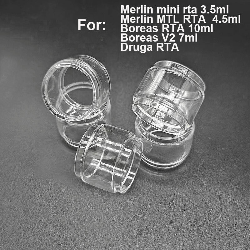 Tubo de vidrio de burbujas de 5 piezas para Augvape Merlin Mini RTA Merlin MTL RTA, contenedor de Tanque de vidrio Boreas V2 Druga RTA, 4,5 ml