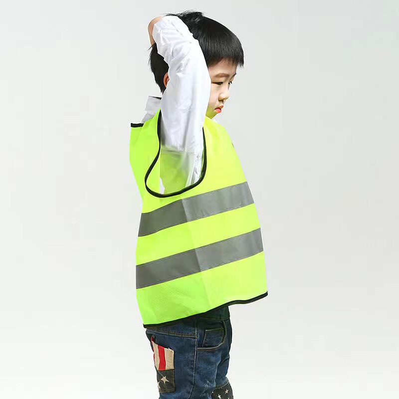 Chaleco de seguridad reflectante para niños, ropa protectora de alta visibilidad, fluorescente, amarillo, para la escuela y al aire libre