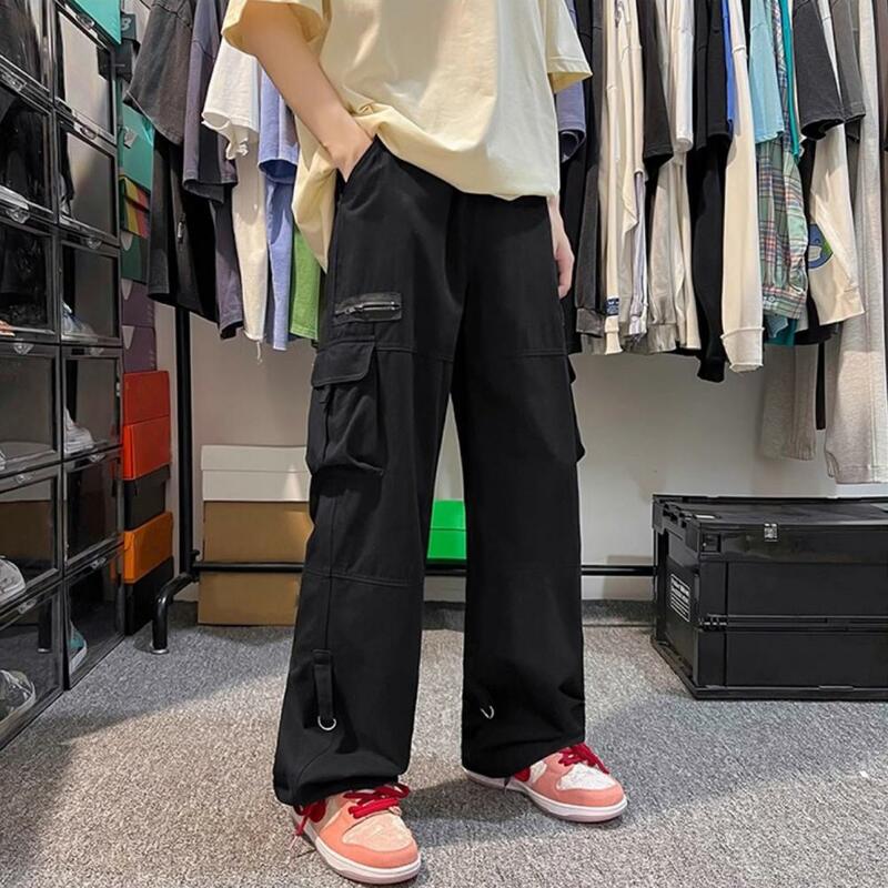 Брюки-карго мужские свободного покроя, винтажные брюки с эластичным поясом, с множеством карманов, Ранняя уличная одежда в стиле хип-хоп, на каждый день