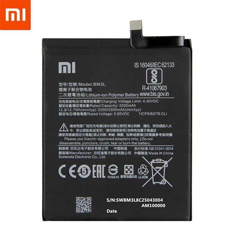 100% แบตเตอรี่ทดแทนสำหรับ Xiao Mi 9 MI9 M9 Mi 9 BM3L ของแท้แบตเตอรี่3300MAh With Tools