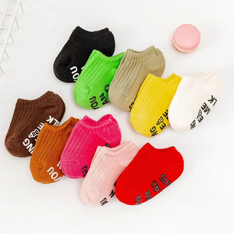 Sommer Frühling dünne Baumwolle Gummi Anti-Rutsch-kurze Knöchel Strümpfe niedlichen Bonbon Farbe Streifen weiß Baby Boden Socken für Jungen Mädchen