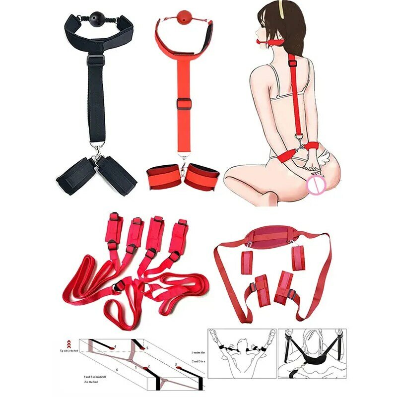 БДСМ фиксаторы Женская повязка ошейники для рабов эротические секс-игрушки для пар набор для бондажа наручники для послушания мастер игра для взрослых