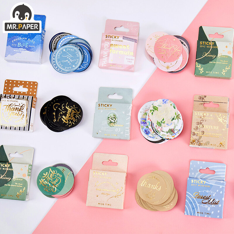 Mr.paper 8 Designs 46 Pcs/box Ins Style Retro Overture Series Boxed Stickers Simple Hand Account Decoration DIY Collage Material