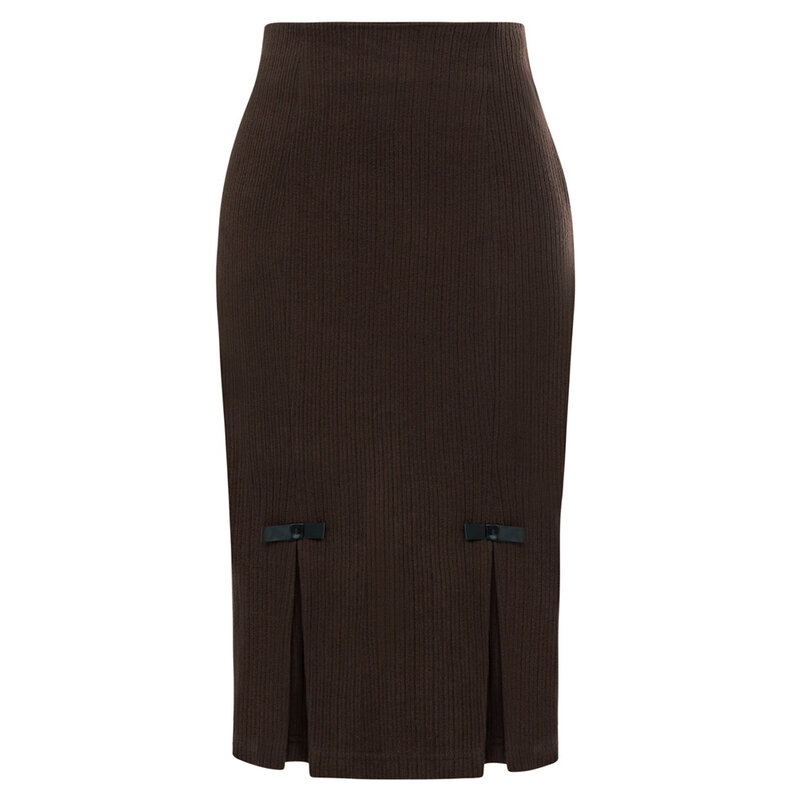Женская винтажная Вельветовая юбка BP, облегающая юбка-карандаш ниже колена с завышенной талией и бантом, стрейчевая Рабочая одежда