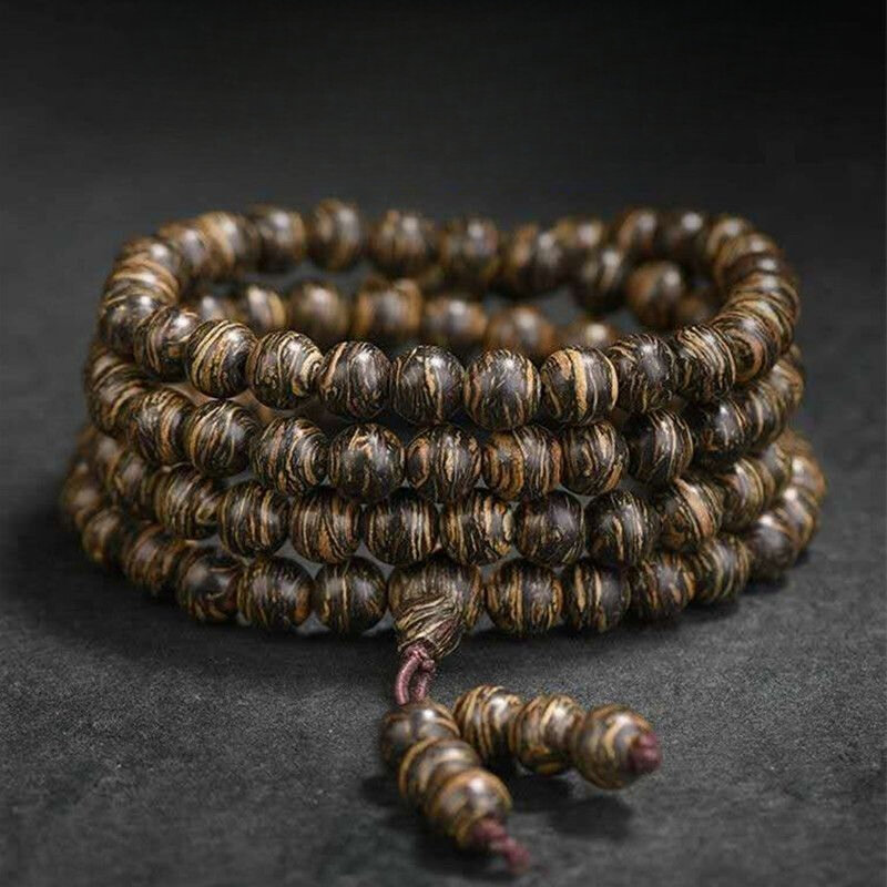 Collier de perles de bouddha de type submergé, bracelet en bois d'agar Kyara, huile noire cuite, ornement complet de Mars, hommes et femmes, 108 pièces