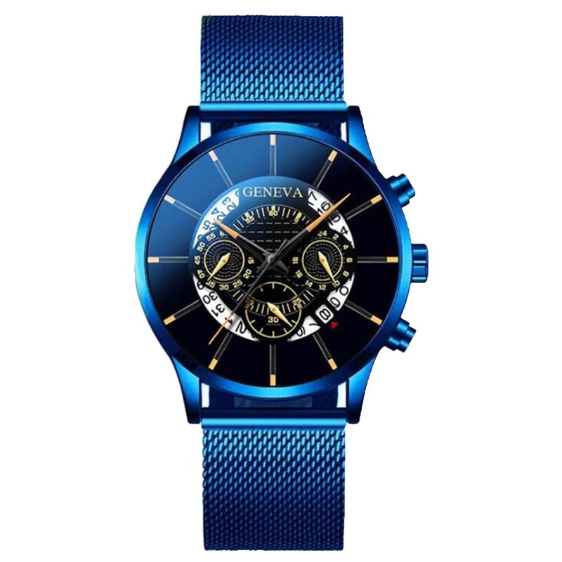Aço inoxidável masculino malha cinto relógio, quartzo, relógio de pulso, negócios, moda, alta qualidade