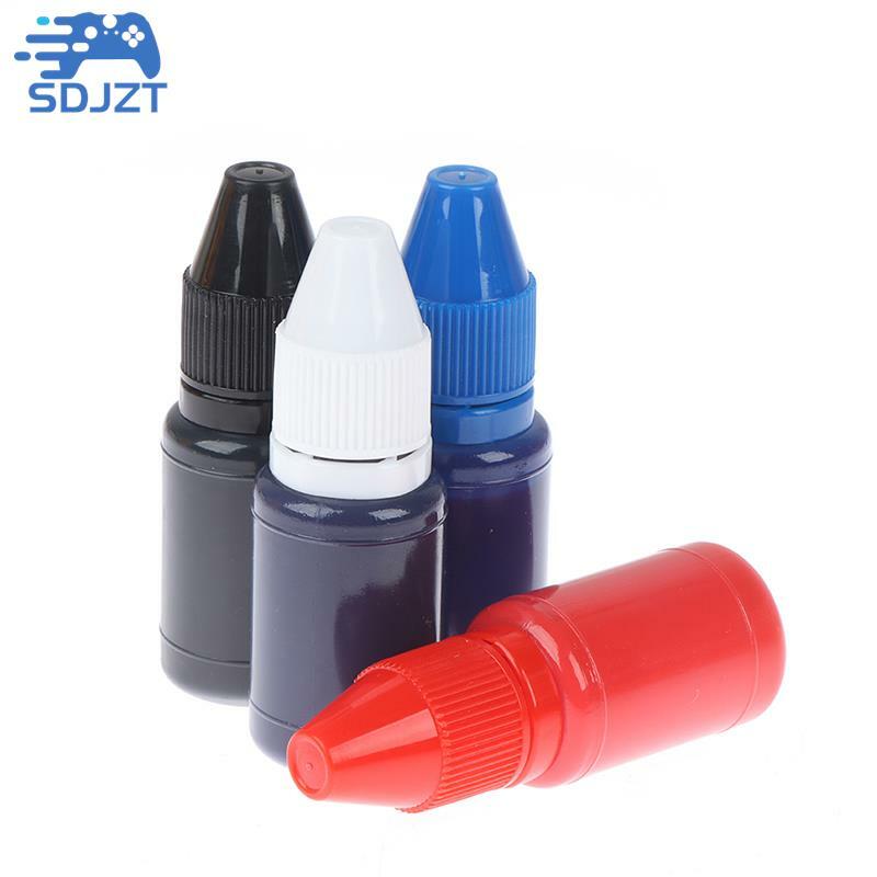 Tinta de estampagem rápida de secagem instantânea, tinta autocolante, óleo fotossensível, cor preta e azul, 10ml, 6x2cm