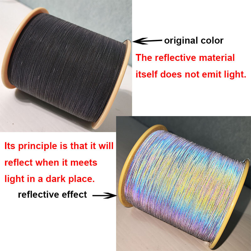 Colorful Reflective Fabric Silk Reflective Knitting Thread for DIY Clothes Bag Garment Reflection Material