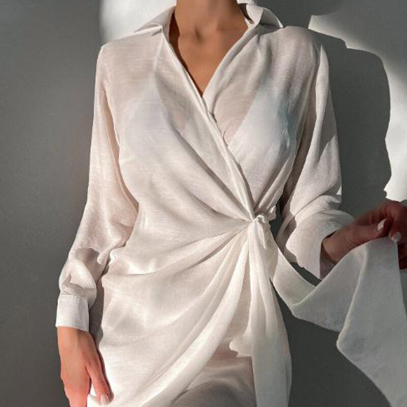 Женская шифоновая Свободная блузка с V-образным вырезом
