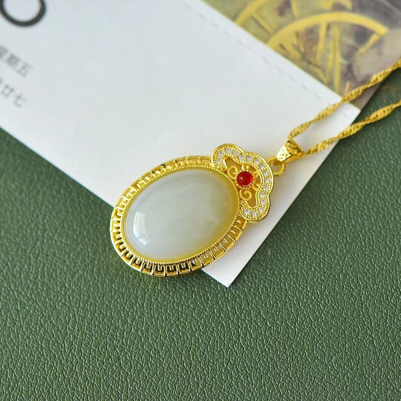 Natural Hetian White Jade Pendant Stylish Clavicle Chain Womens Necklace Jewelry Pendants Fine Charm Gemstone Jewellery