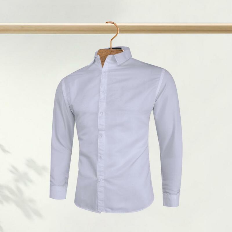 Рубашка с отложным воротником в деловом стиле, мужской кардиган в официальном деловом стиле, приталенная рубашка с отложным воротником, топ с длинными рукавами для осени и весны