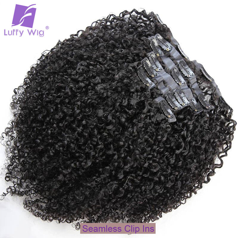 Seamless PU Clip in Hair Extensions Human Hair Brazilian 3C 4A Afro Kinky Curly Hair Bundles Skin Weft Clip Ins Extension 100G