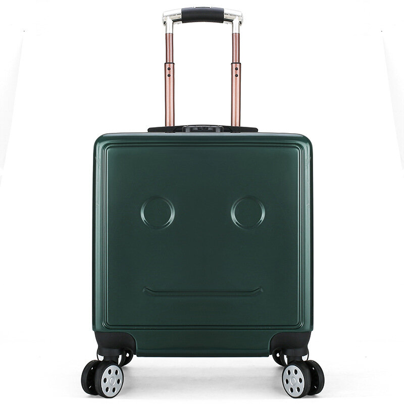 (016)Trolley Koffer Cartoon Koffer mit Karton Person sitzt darauf