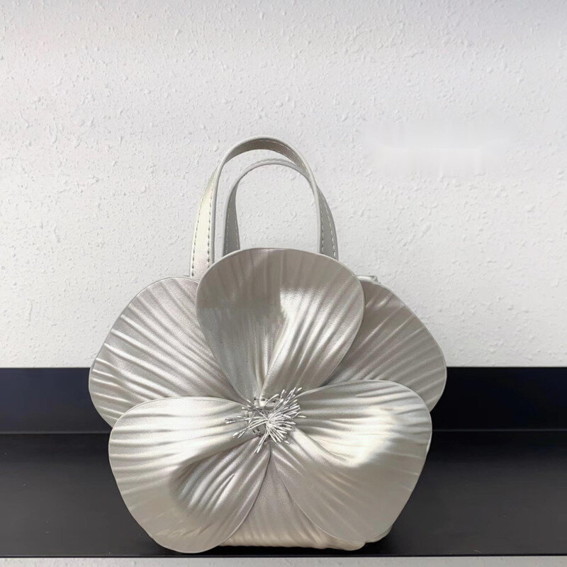 Beaux sacs de soirée français fleurs 3D pour femmes, sac à main et sac à main de créateur de luxe, épissage de pétales, sac fourre-tout initié, nouveau, 2024