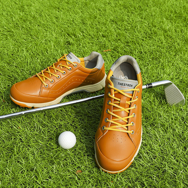 Sepatu Golf Non-Slip untuk pria, paku profesional, alas kaki pegolf, sepatu olahraga mewah