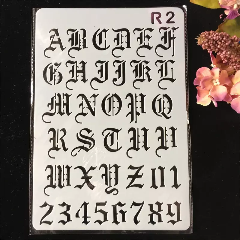 27Cm Baru Huruf Alfabet 4 DIY Kerajinan Lapisan Stensil Lukisan Buku Tempel Cap Album Timbul Kertas Kartu Templat