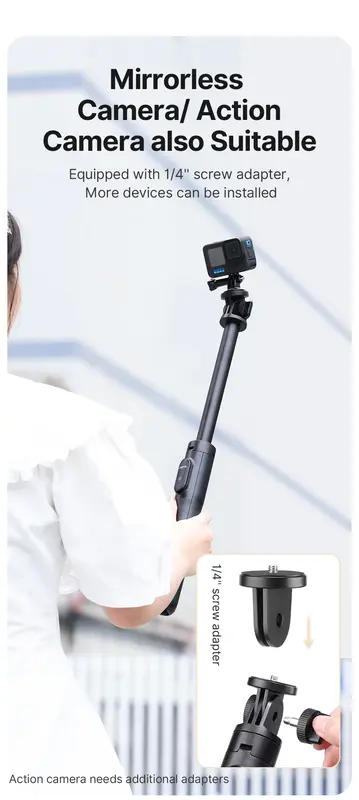 1.5m Bluetooth Wireless Selfie Stick treppiede monopiede per Smartphone GoPro Hero 11 10 9 8 7 insta360 X3 fotocamera DSLR