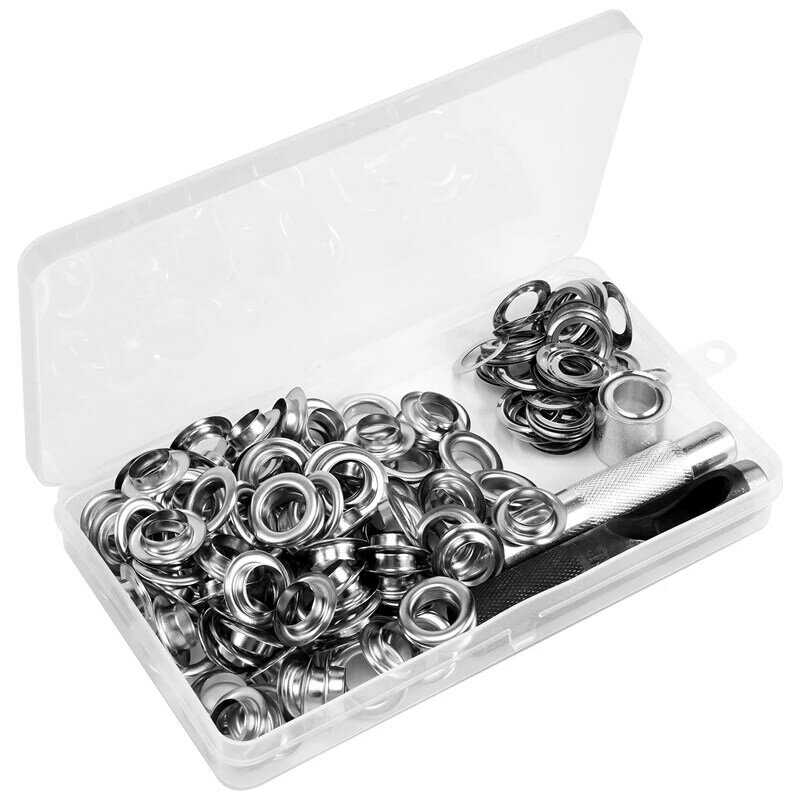 120 Sets Grommet Eyelets Tool Kit, Grommet Kit 1/2 Inch Eyelets With Tools And Storage Box
