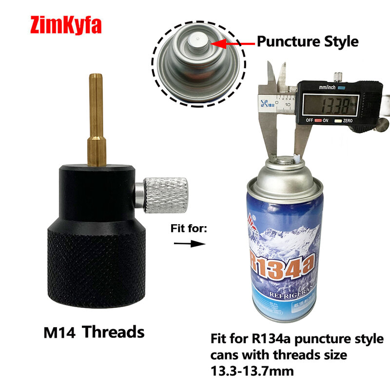 Adapter do napełniania butelek z czynnikiem chłodniczym R134a R290 z nakłuciem gazowym M12, M14 do magazynu Miękkie akcesoria powietrzne