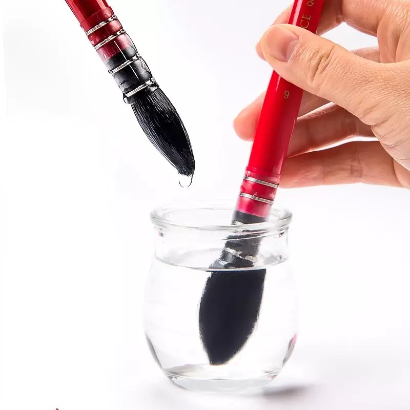 1 sztuk wiewiórka włosy czerwony czarny okrągły głowy wskazał Mop szczotka akwarela długopis gwasz szczotka Art Hook Line Pen wiele modeli
